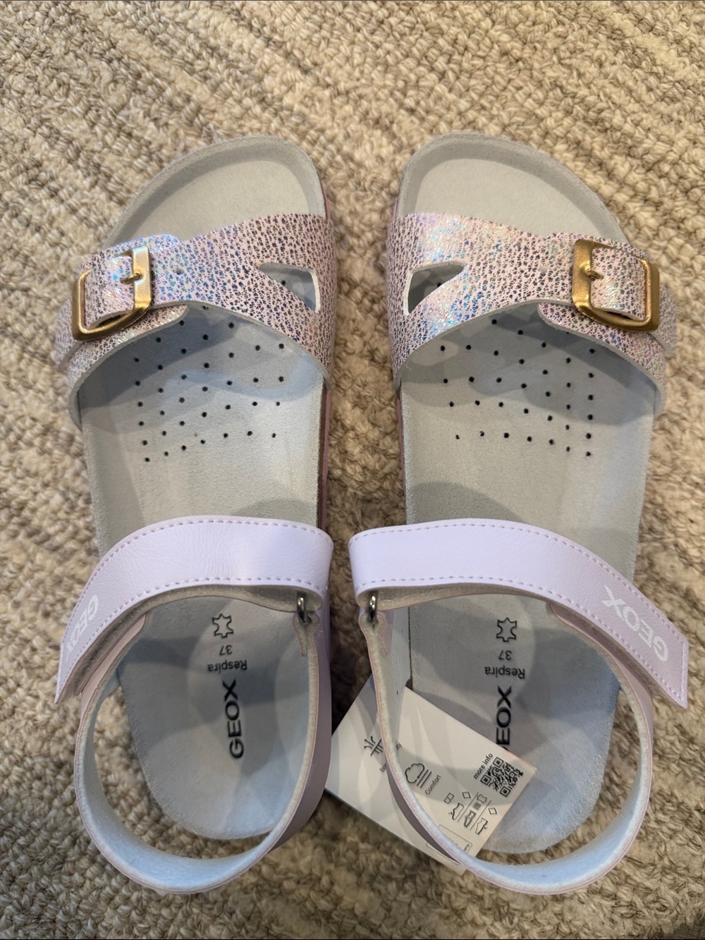 Geox Girls Lavender Shimmer Buckle Sandals💕